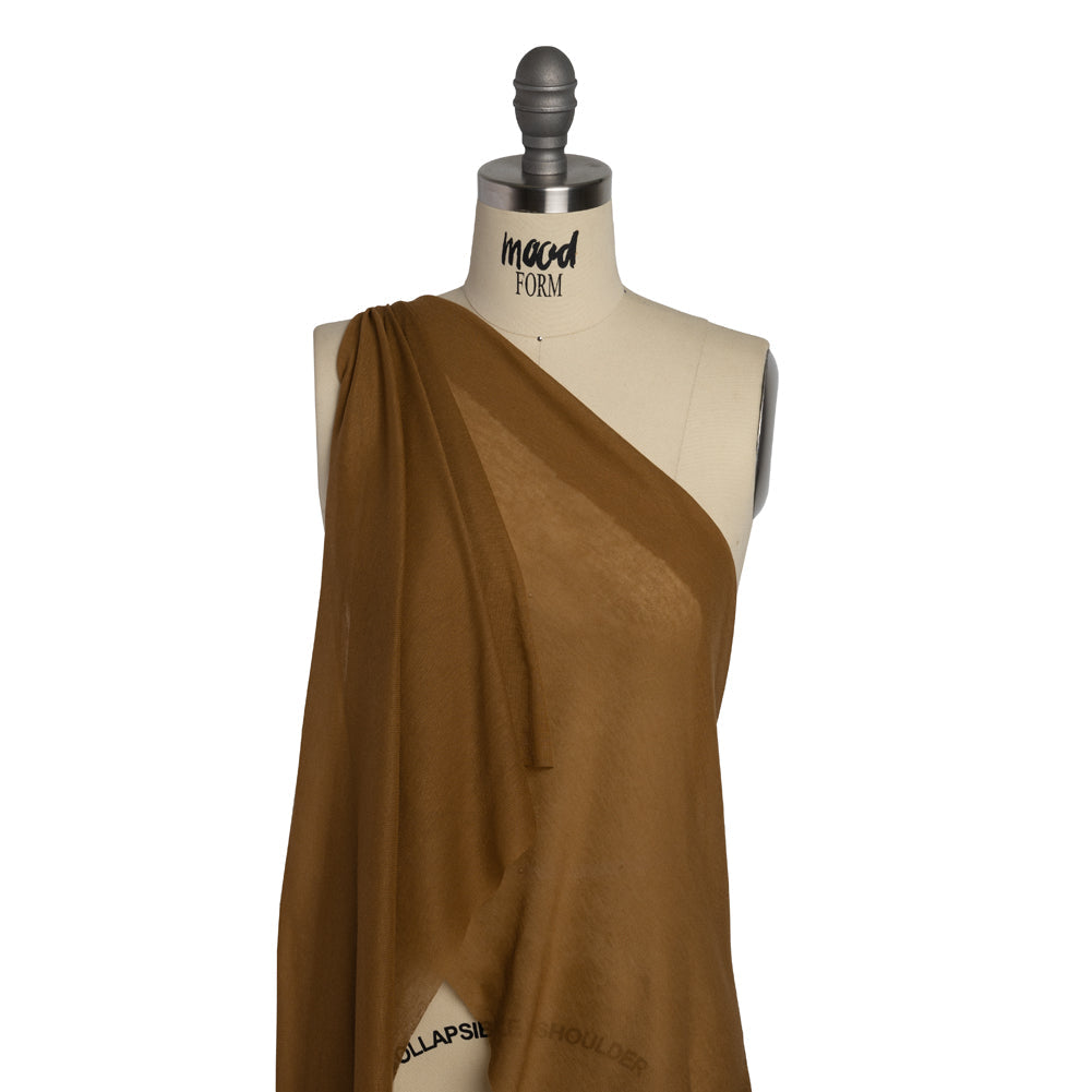 Lightweight Polyester Interlock Knit - Golden Brown - Designer Deadstock