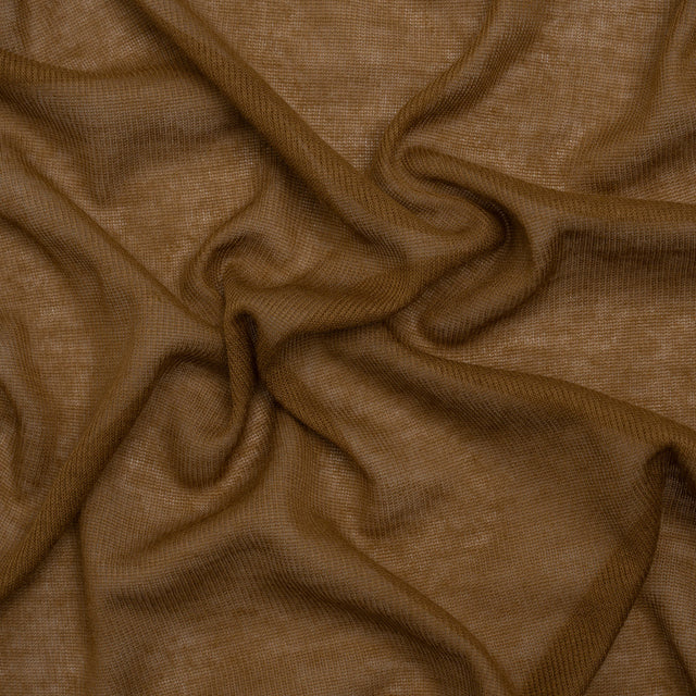 Lightweight Polyester Interlock Knit - Golden Brown - Designer Deadstock