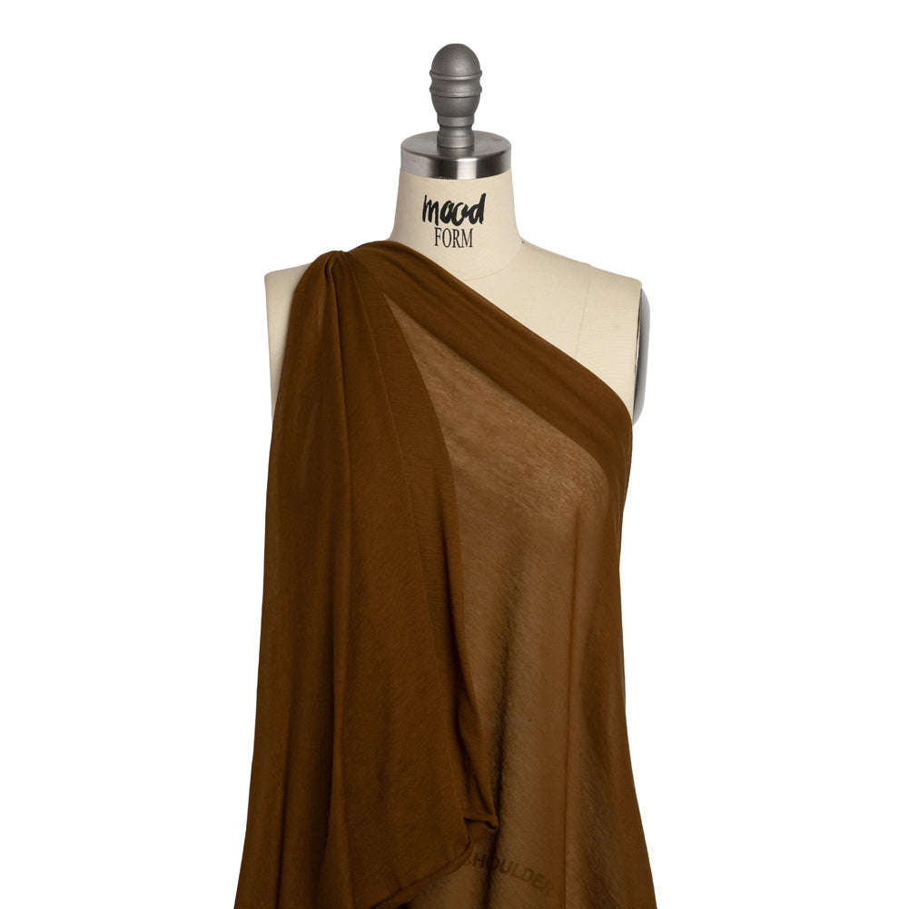 Featherweight Cotton Jersey - Warm Brown - Designer Deadstock