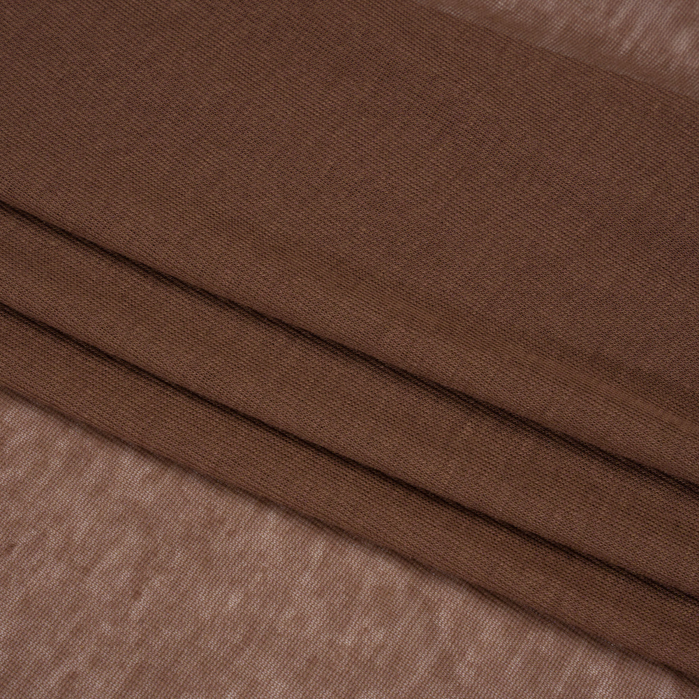 Lightweight Polyester Interlock Knit - Light Brown - Designer Deadstock