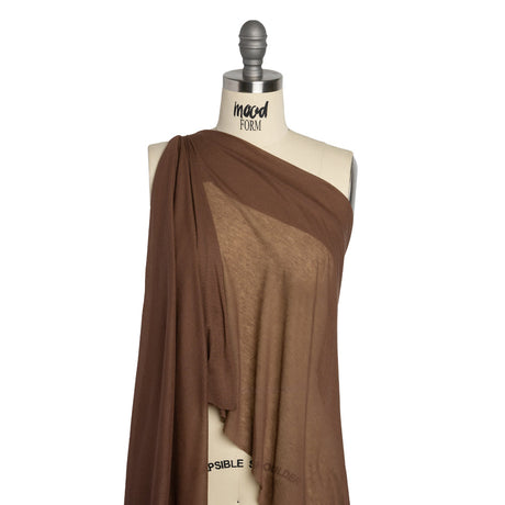Lightweight Polyester Interlock Knit - Light Brown - Designer Deadstock