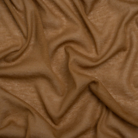 Tan cotton interlock knit fabric for soft apparel sewing