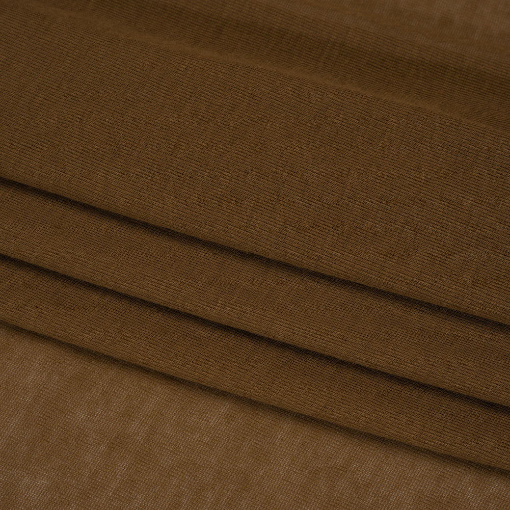 Lightweight Cotton Interlock Knit - Amber Brown - Designer Deadstock