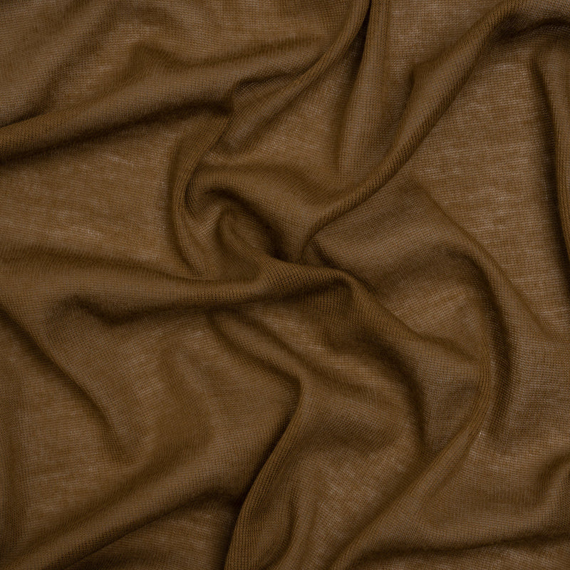 Lightweight Cotton Interlock Knit - Amber Brown - Designer Deadstock