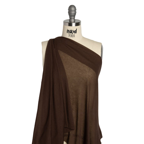 Featherweight Cotton Interlock Knit - Dark Brown - Designer Deadstock