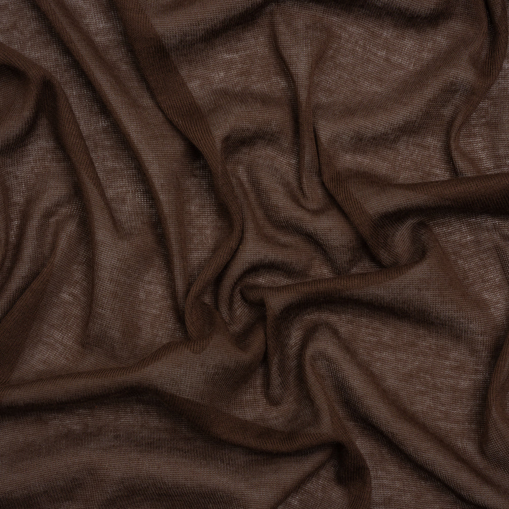 Featherweight Cotton Interlock Knit - Dark Brown - Designer Deadstock