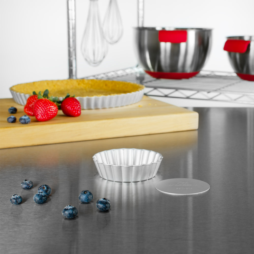 Fat Daddios Fluted Tart Pan with Removable Bottom, 3-3/4" Diameter x 1" High