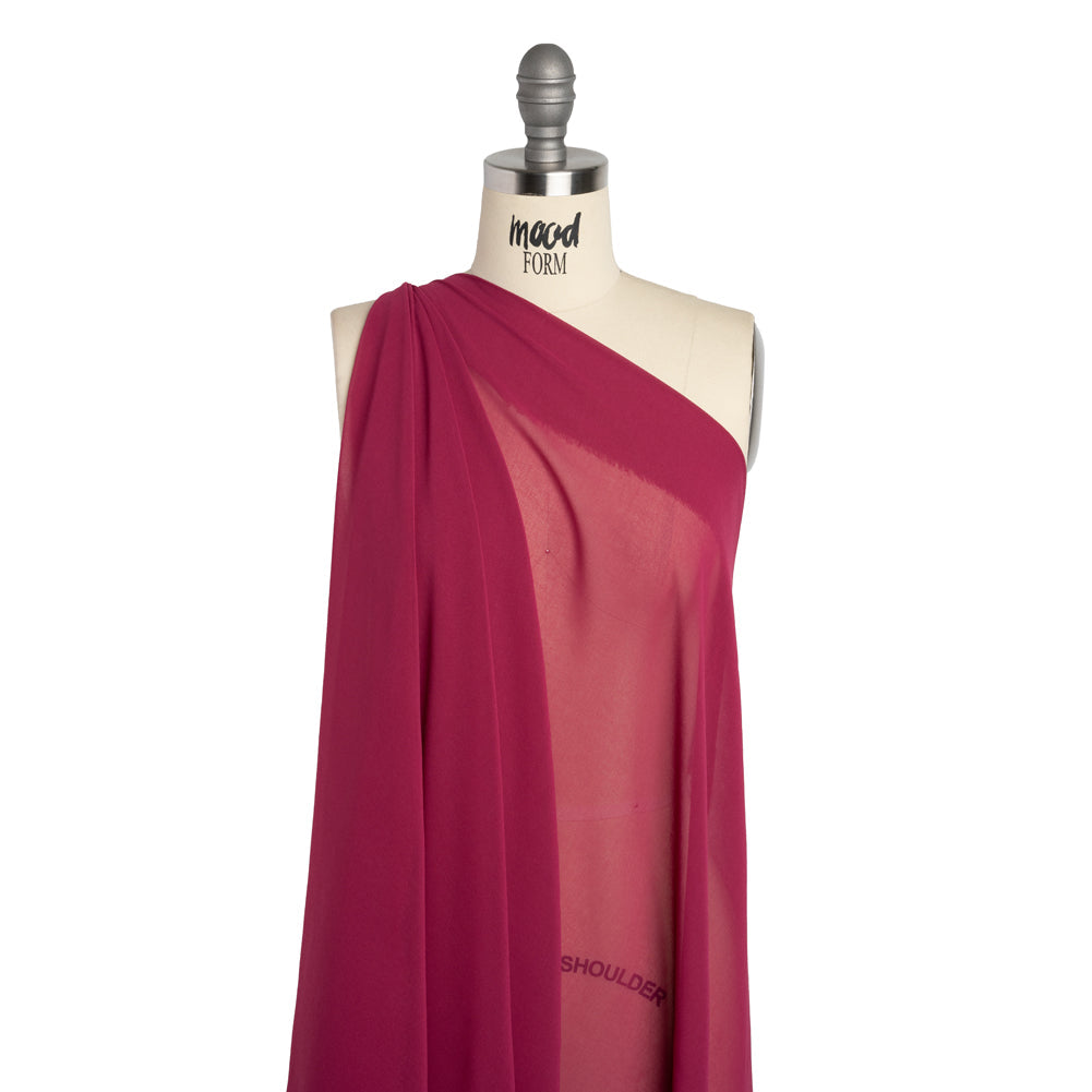 Polyester Georgette - Dark Pink - Designer Deadstock