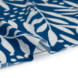 Stretch Polyester Tricot - Blue and White Leafy Stems - Designer Deadstock