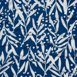 Stretch Polyester Tricot - Blue and White Leafy Stems - Designer Deadstock