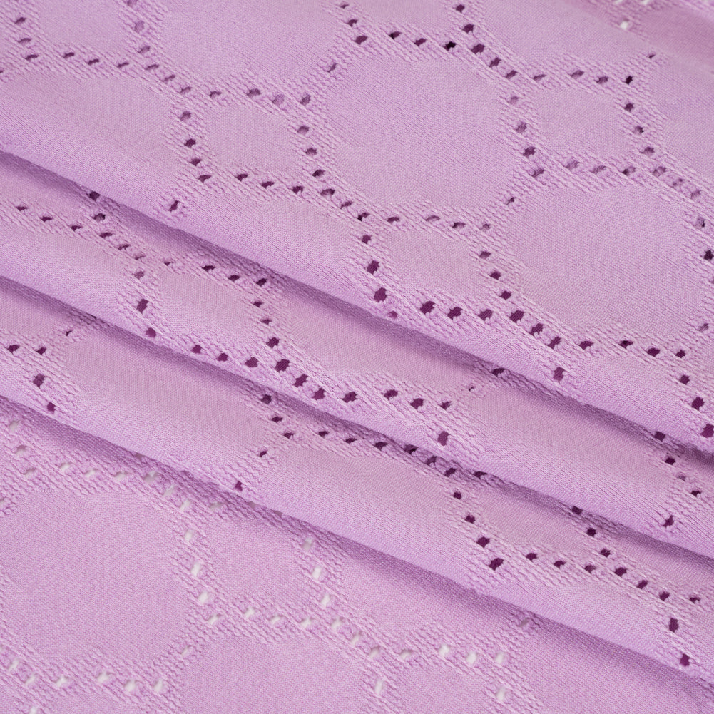Stretch Polyester Jersey with Eyelets - Lavender Circles - Designer Deadstock