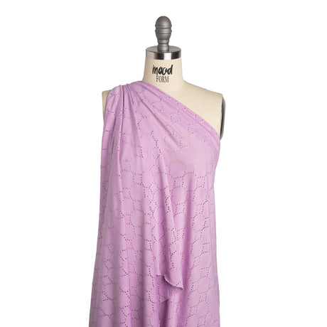 Stretch Polyester Jersey with Eyelets - Lavender Circles - Designer Deadstock