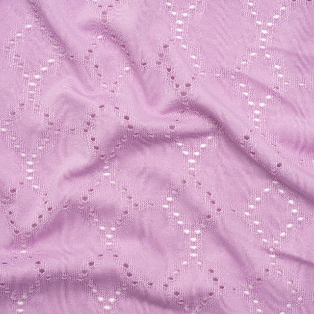 Stretch Polyester Jersey with Eyelets - Lavender Circles - Designer Deadstock