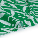 Stretch Polyester Tricot - Kelly Green and White Leafy Stems - Designer Deadstock