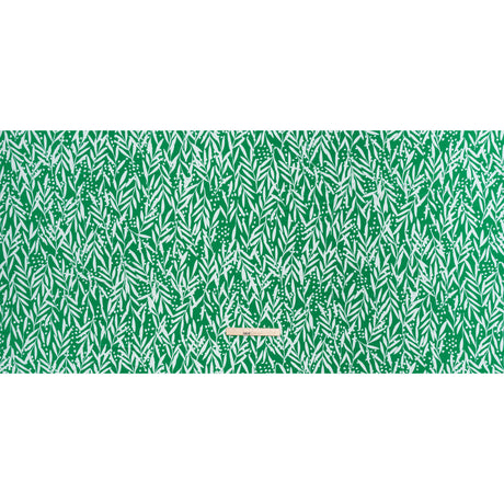 Stretch Polyester Tricot - Kelly Green and White Leafy Stems - Designer Deadstock