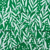 Stretch Polyester Tricot - Kelly Green and White Leafy Stems - Designer Deadstock