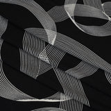 Stretch Polyester Tricot - Black and White Looping Lines - Designer Deadstock