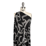 Stretch Polyester Tricot - Black and White Looping Lines - Designer Deadstock