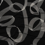 Stretch Polyester Tricot - Black and White Looping Lines - Designer Deadstock