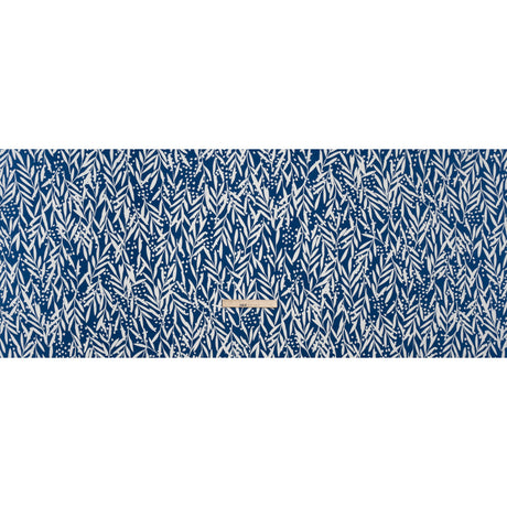 Stretch Polyester Tricot - Dark Blue and White Leafy Stems - Designer Deadstock