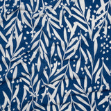 Stretch Polyester Tricot - Dark Blue and White Leafy Stems - Designer Deadstock