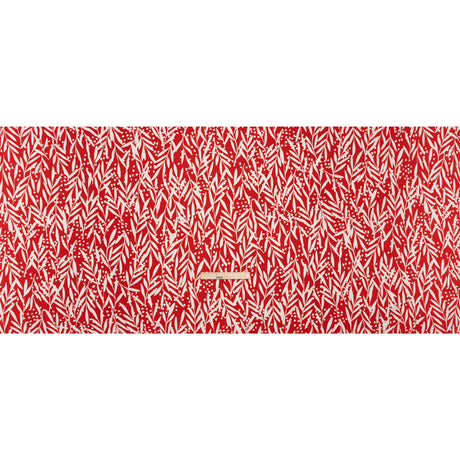 Stretch Polyester Tricot - Scarlet Red and White Leafy Stems - Designer Deadstock