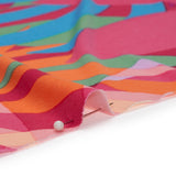 Stretch Polyester Tricot - Magenta, Green and Beige Overlapping Palm Leaves - Designer Deadstock