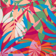 Stretch Polyester Tricot - Magenta, Green and Beige Overlapping Palm Leaves - Designer Deadstock