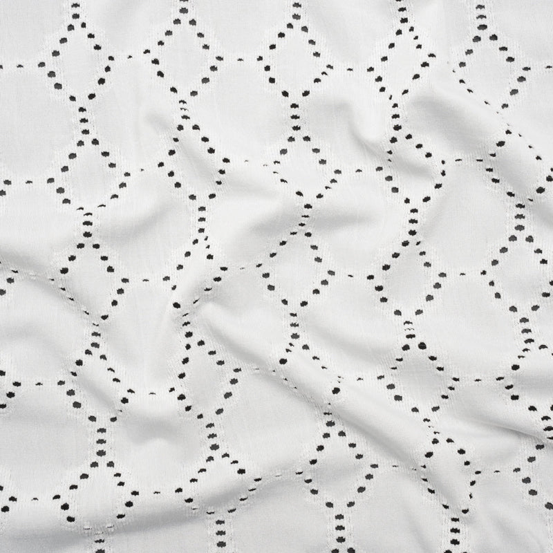 Stretch Polyester Jersey with Eyelets - White Circles - Designer Deadstock