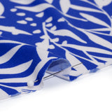 Stretch Polyester Tricot - Cobalt Blue and Off White Leafy Stems - Designer Deadstock