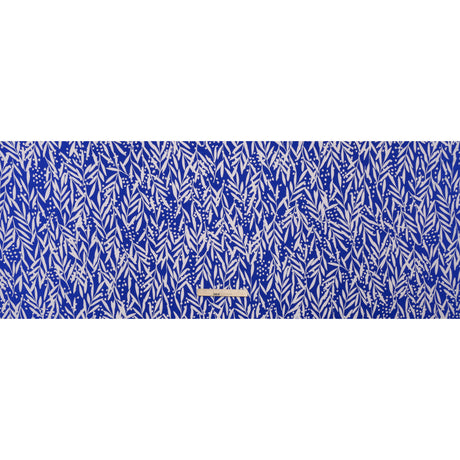 Stretch Polyester Tricot - Cobalt Blue and Off White Leafy Stems - Designer Deadstock