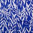 Stretch Polyester Tricot - Cobalt Blue and Off White Leafy Stems - Designer Deadstock