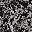 Stretch Polyester Tricot - Black and White Chain Stitch Flowers - Designer Deadstock