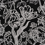 Stretch Polyester Tricot - Black and White Chain Stitch Flowers - Designer Deadstock