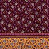 Stretch Polyester Tricot Panel - Burgundy, Creamsicle and Lilac Floral Patchwork and Decorative Stripes - Designer Deadstock