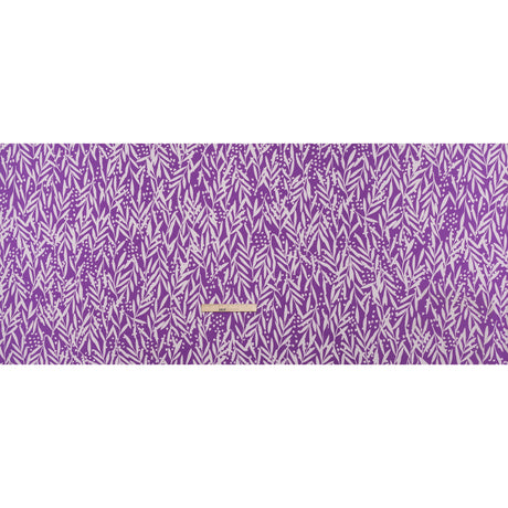 Stretch Polyester Tricot - Purple and Off White Leafy Stems - Designer Deadstock