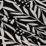 Stretch Polyester Tricot - Black and White Leafy Stems - Designer Deadstock