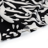 Stretch Polyester Tricot - Black and White Leafy Stems - Designer Deadstock