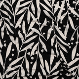 Stretch Polyester Tricot - Black and White Leafy Stems - Designer Deadstock