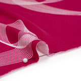 Stretch Polyester Tricot - Raspberry Pink and White Looping Lines - Designer Deadstock