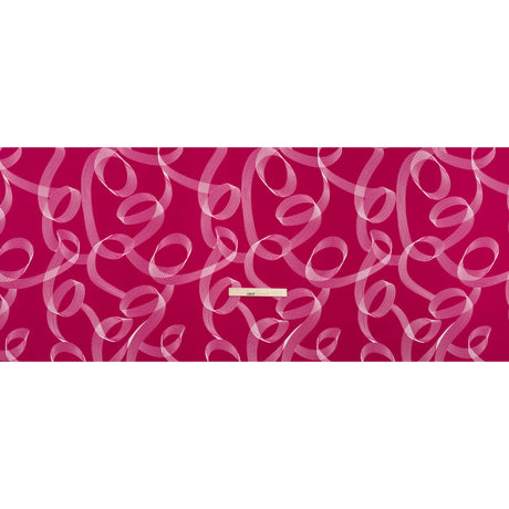 Stretch Polyester Tricot - Raspberry Pink and White Looping Lines - Designer Deadstock