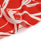 Stretch Polyester Tricot - Orange Red and White Flowers and Leaves - Designer Deadstock
