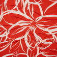 Stretch Polyester Tricot - Orange Red and White Flowers and Leaves - Designer Deadstock