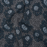 Cotton and Polyester Matelasse - Blue and Black Diamonds and Flowers - Designer Deadstock