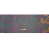 Polyester Stretch Mesh - Dark Green, Purple and Gold Ikat Floral - Designer Deadstock