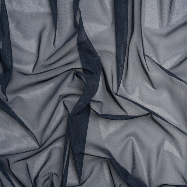 Crisp Polyester Stretch Mesh - Navy - Designer Deadstock