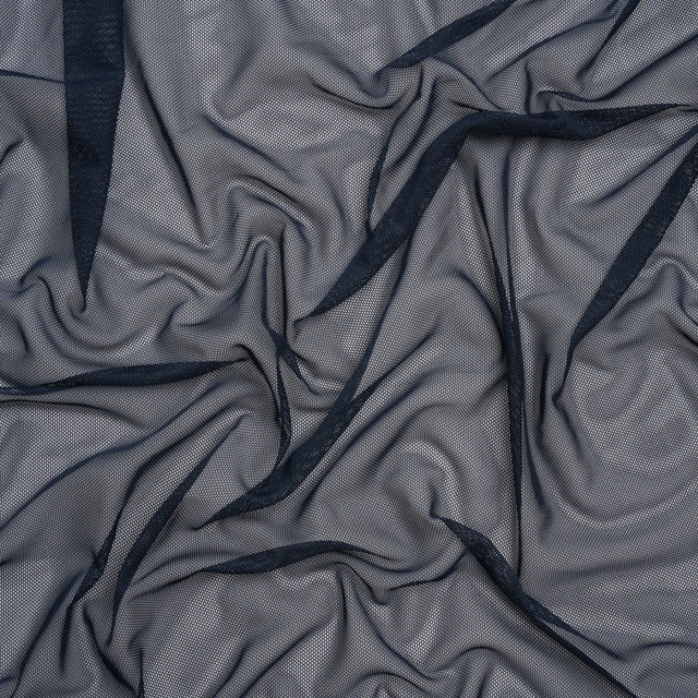 Polyester Stretch Mesh - Navy Blue - Designer Deadstock