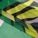 Stretch Polyester Mesh - Green, Pale Pink and Yellow Leaves - Designer Deadstock