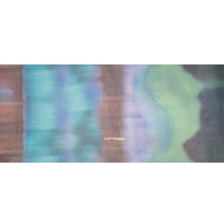 Stretch Polyester Mesh - Aqua Blue, Brown and Green Gradient Stripes - Designer Deadstock