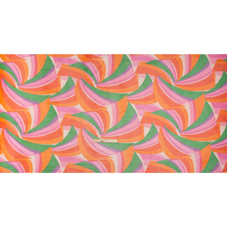 Stretch Polyester Mesh - Orange, Green and Pink Retro Abstract - Designer Deadstock